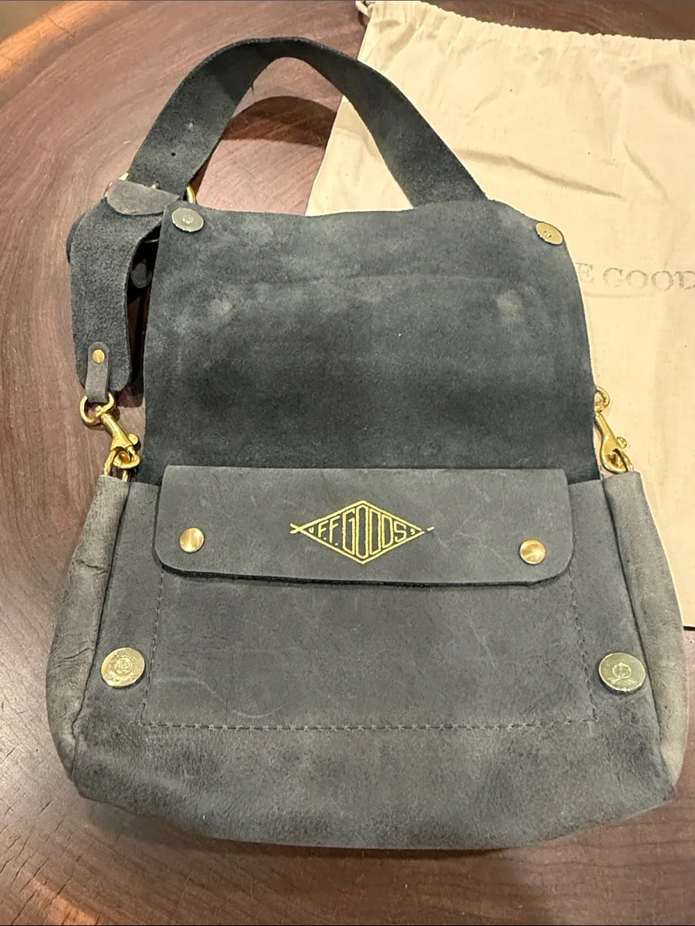 Finn Fickle Goods-Gray Suede Crossbody Bag
